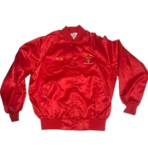 WestArk USA Vintage Satin Bomber Jacket Egypt Temple Tampa Red Mens XL 11600W